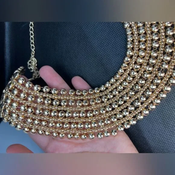 Zara Bold Multilayered Gold Chocker Necklace - Picture 9 of 14